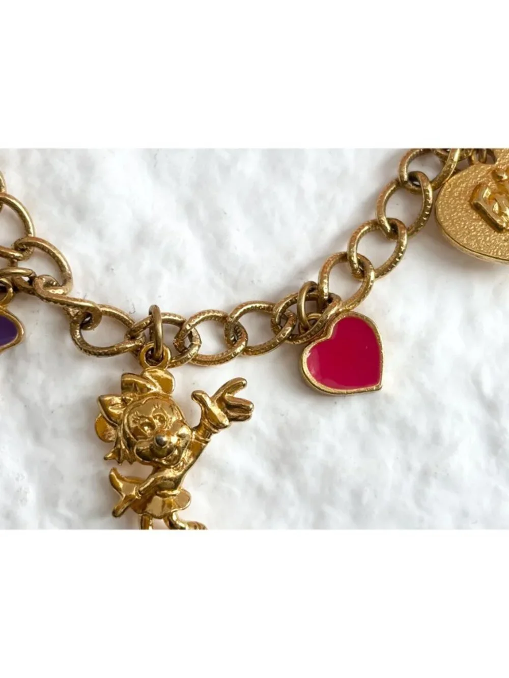 Disney Signed Minnie Mouse Friends Forever Charm Gold Toned Vintage Bracelet - Picture 8 of 16